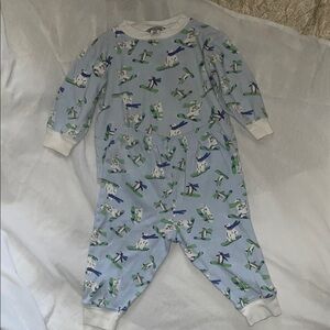 Hartstrings Airplane Print Pajama Set - Blue and Green